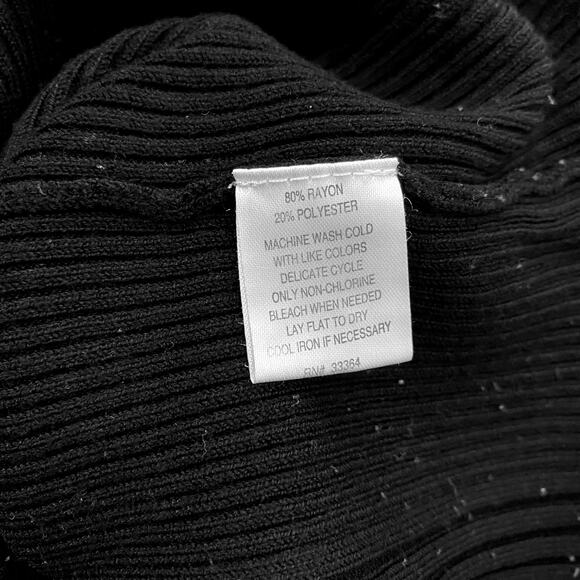 Grane Black Ribbed Turtleneck Sweater Long Sleeve Fitted Top Size L - Picture 8 of 8